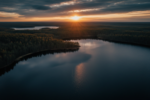 Suomalainen järvimaisema ilmasta ilman logoa